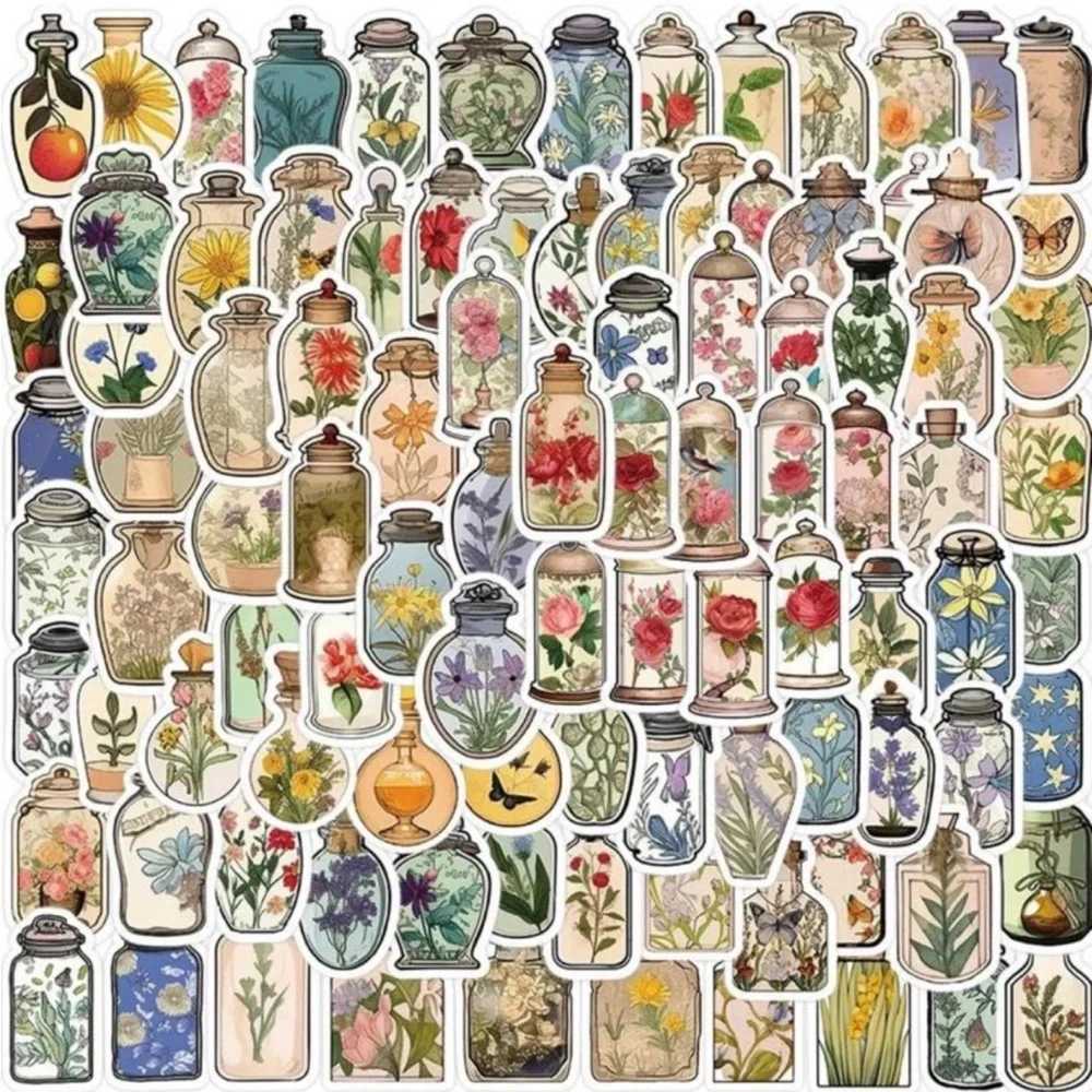 100pcs Floral Botanical Sticker Set